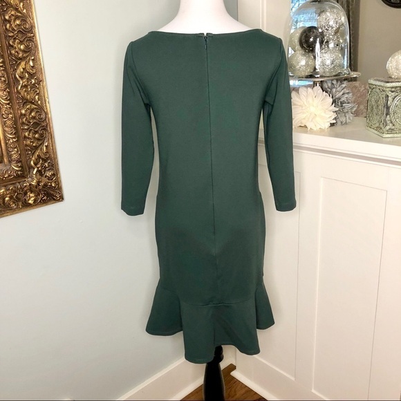 Lands End Green Long Sleeve Flutter Hem Dress with Pockets 2 XS - Picture 5 of 9